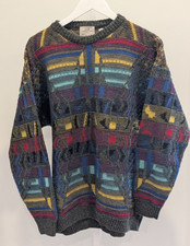 Vintage Pronto Uomo Firenze Sweater Sz L Multicolor 90s Geometric Italy Grandpa