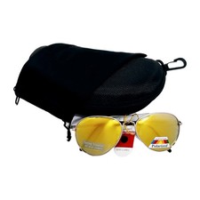 Aviator Sunglasses W/Silver SpringTemple Frame.Yellow Mirrored Polarized Lenses