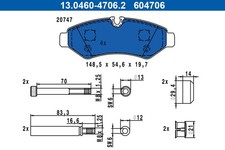 ATE Bremsbelagsatz Scheibenbremse 13.0460-4706.2 f&uuml;r MERCEDES SPRINTER B907 B910