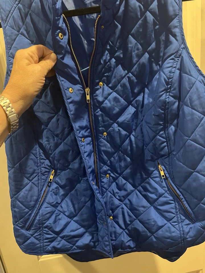 Chaqueta Chaleco Mujer XL Corona e Hiedra Azul Acolchado Cosido a Presión y Cremallera Foto 4 de 4