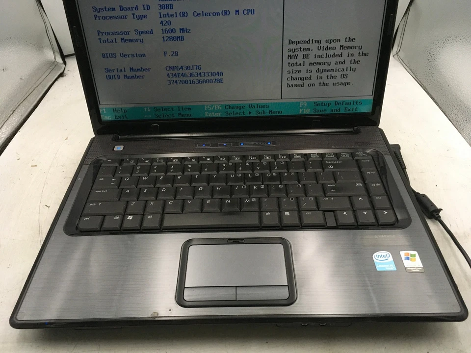HP COMPAQ PRESARIO V6000 - BOOTS TO BIOS - INTEL CELERON M - 1GB RAM - READ - BB - Image 3 of 4