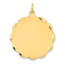 14k Yellow Gold .018 Gauge Engravable Scalloped Disc Charm