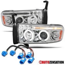 Fit 1994-2001 Dodge Ram 1500 2500 3500 Sport Clear Led Halo Projector Headlights
