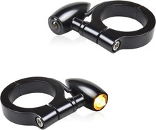 Universal Motorcycle Front Fork Mounting LED Turn Signals Lights 12V Amber