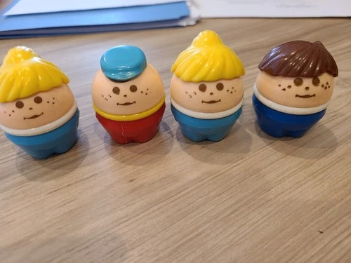 Vintage Lot of 4 Little Tikes Toddle Tots Weeble Wobble Chunky People Figures