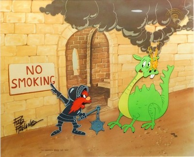 Looney Tunes Cel No Smoking Yosemite Sam Friz Freleng Signed