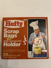 Vintage 1972 Jonathan Winters Mobil Hefty Scrap Bags & Holder New Old Stock