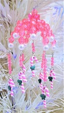 Pink Candy Cane Carousel Christmas Ornament Bead Kit 5 1/4" high