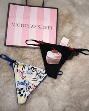 2 NWT RARE Victoria's Secret VTG PINK Cotton low Rise V-String Thong Panties XS