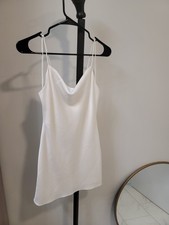 Alice + Olivia Harmony Slip Dress 0 White Satin Cowl Drape Neck Spaghetti Strap