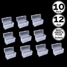 10 Pack 12 Slot Slab Coins Transparent Storage Case Box 4 PCGS NGC ANACS ICG