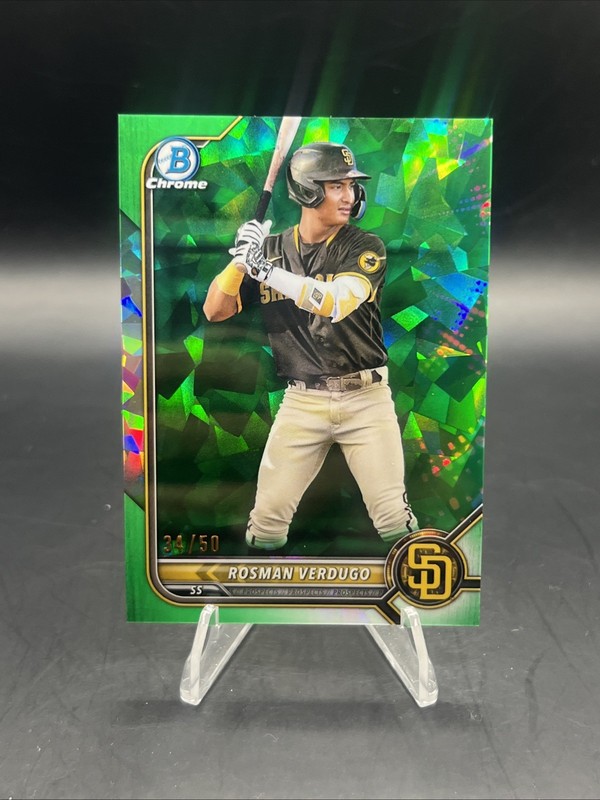 ROSMAN VERDUGO 2022 BOWMAN DRAFT CHROME GREEN REFRACTOR /50 PADRES