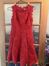 Kate Spade Crochet Coral Floral Lace Sleeveless Fit & Flare Dress Size 4 EUC