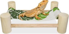 Wooden Bearded Dragon Cloth Bed Reptile Hammock Bearded Dragon Tank Accessories