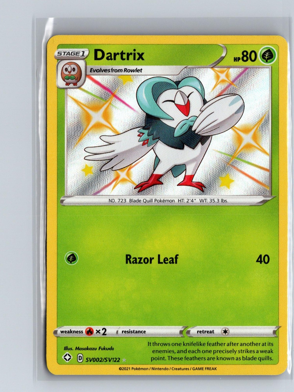 Dartrix SV002/SV122 Shiny Rare Shining Fates Shiny Vault Pokemon Holo Near Mint