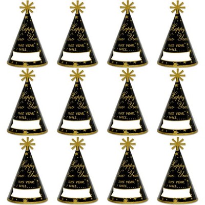 KALEFO 12PCS New Years Eve Party Supplies 2026 Gold Glitter Medium, Black