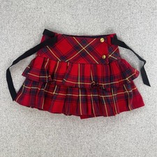 Ralph Lauren Mini Wrap Skirt Girls 14 Multicolor Plaid Pleated Belted Preppy