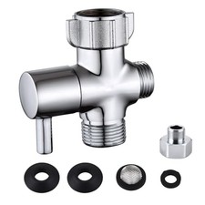 Bidet T Adapter, Brass T Adapter with Shut-off Valve, 3-way Tee Connector 7/8...