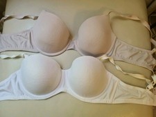 2 Prs Of Ladies Bra's One White Matalan 38c One Cut Label Beige Poss Size 38b/c 