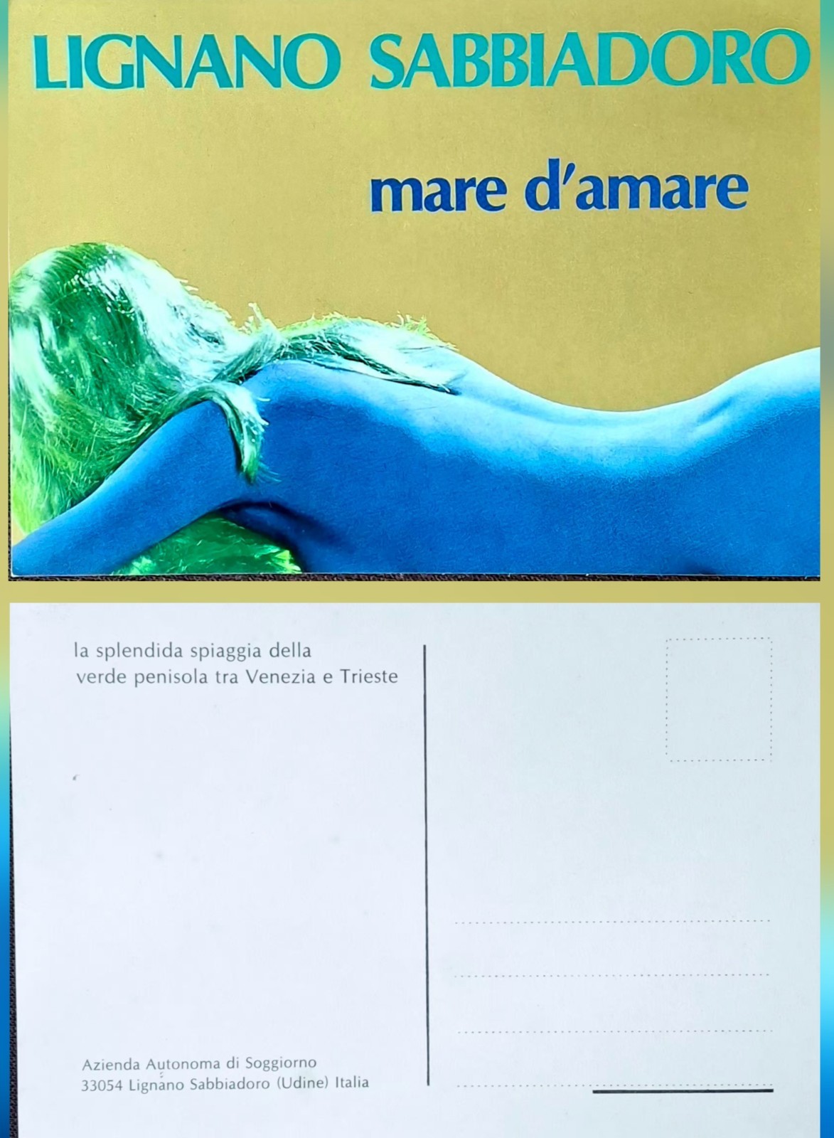 ❕🔵❕ LA DONNA BLU RARA LIGNANO SABBIADORO 1969 SPIAGGIA MARE D' AMARE ADRIATICO