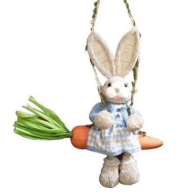 Ostern Strohhase Figur, Stroh auf Karottenschaukel, Hasen Statue hängend2346