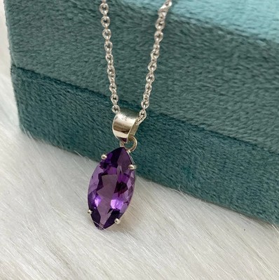 25 Ct Natural Purple Sapphire Marquise 925 Solid Silver Pendant Loose Gemstone