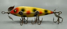 Heddon Dowagiac 00 Five Sided Minnow Wood Fishing Lure Glass Eyes Spot Finish