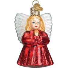 Old World Christmas Glass Blown Ornament, Baby Angel With OWC Gift Box 