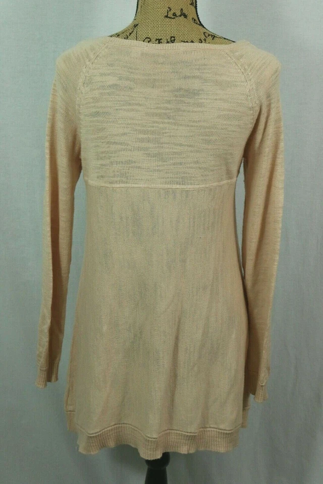 Suéter túnica tejida y anudada Anthro talla S mezcla de algodón detalle ganchillo Foto 4 de 4