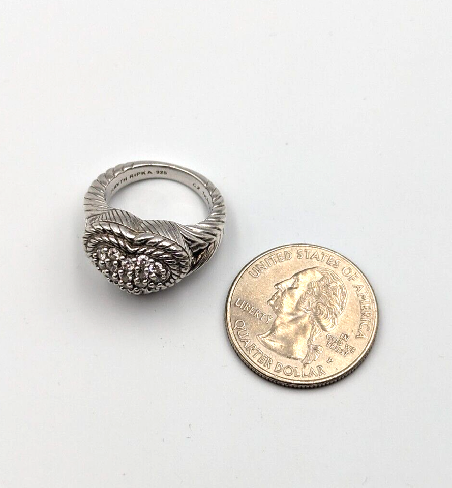 QVC Judith Ripka Sterling Silver 925 Pave CZ Twisted Rope Design Heart