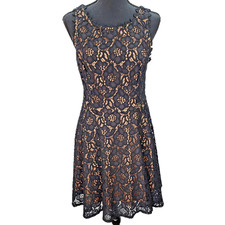 City Studio Little Black Dress JR 11 Lace Overlay Floral Scallop Sexy Going Out