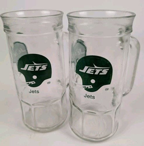 Vintage Set 1980er New York Jets NFL Football Fisher Peanuts Glas Becher 18oz