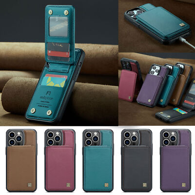 Fr iPhone 16 17 Pro Max 11 12 13 14 15 RFID Blocking PU Leather Wallet Slim Case