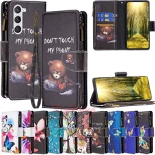 For Samsung S24 Ultra S23 S22 S21 S20 S10 Zipper Wallet Stand Leather Case Cover