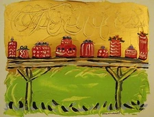 ORIGINAL Red CAKES  Acrylic Painting JMW art John Williams EXPRESSIONISM COA