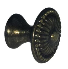 (12 Pack) 3/4" Small Ornate Knob Brushed Antique Brass