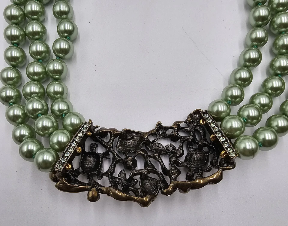 Heidi Daus 海生物海龟壳海马人造绿色珍珠犀牛石 — 第 4/4 张图片