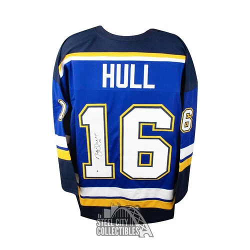 Brett Hull Autographed Custom St Louis Blue Hockey Jersey - BAS COA