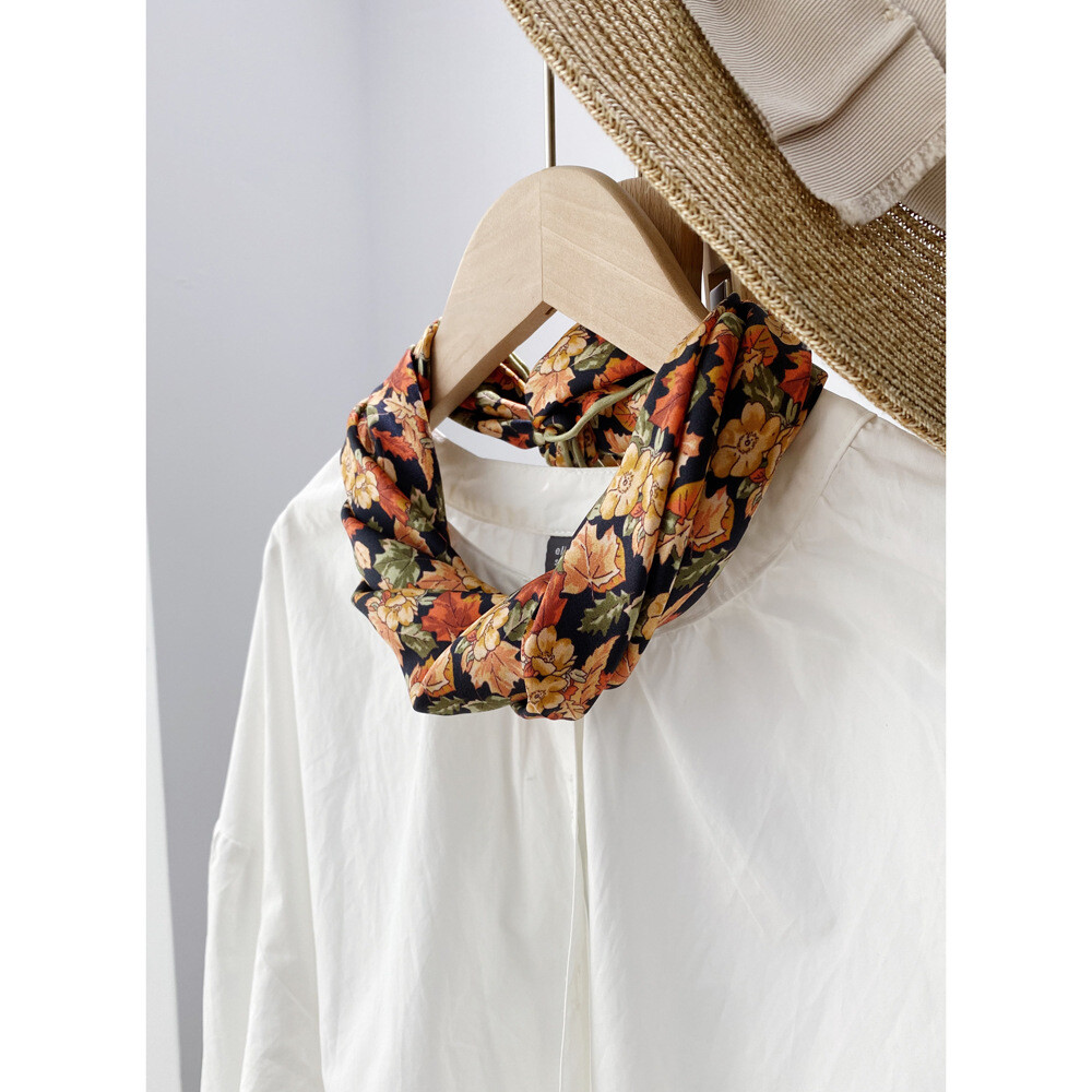 New Boutique 14Momme Twill Silk Scarf Necktie Hairband Print Square Scarf 53cm+