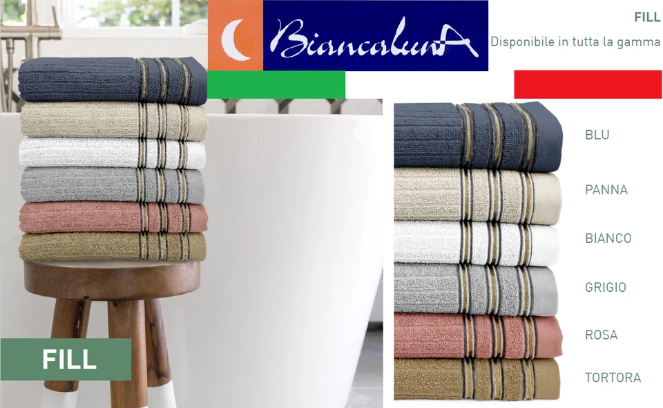 ASCIUGAMANI BIANCALUNA SPUGNA 1+1 SET VISO + OSPITE JACQUARD 450 GR 100% COTONE