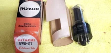 1 x Super Nice and Rare NOS Hitachi 6W6GT Tube Black Plate Rectangle Getter 104%