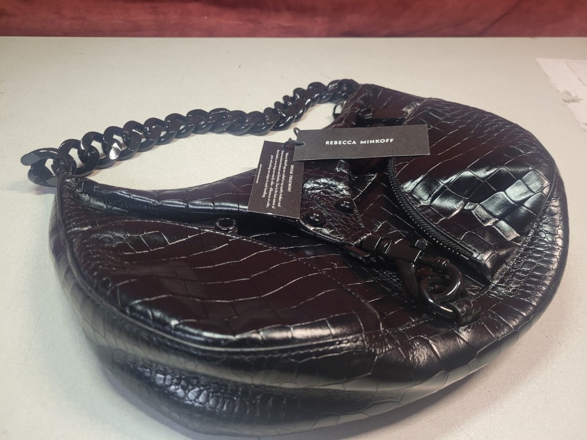 Rebecca Minkoff Julian Croissant Croc Embossed Leather Shoulder