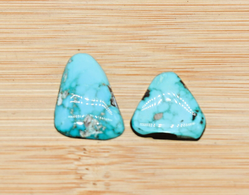 32.5 CT TW Royston Nevada Turquoise Cab Lot of 2/Backed All Natural Fine Polish - Picture 2 of 10