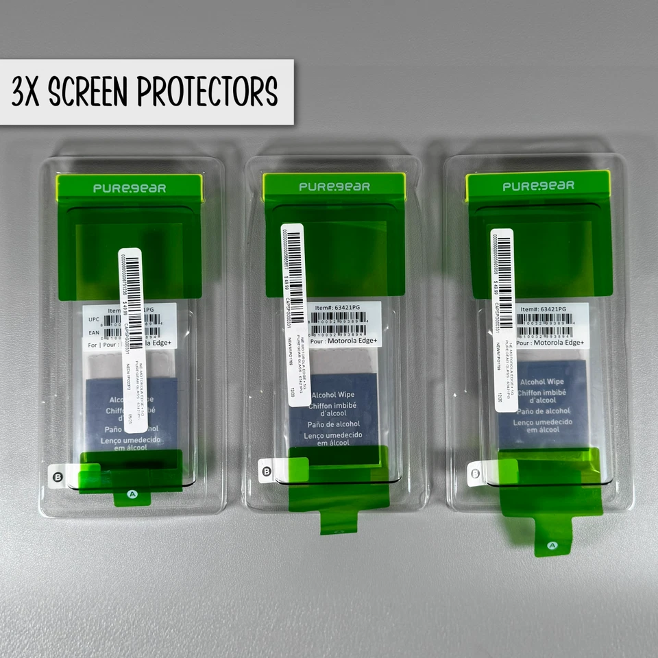 Pure Gear Screen Protectors for Motorola Edge+ 2020 - 3x HD Clear Glass | 6.7" - Image 2 of 4
