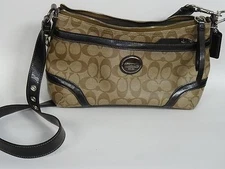 COACH HERITAGE F18924 JACQUARD LOGO MONOGRAM SHOULDER BAG HANDBAG PURSE