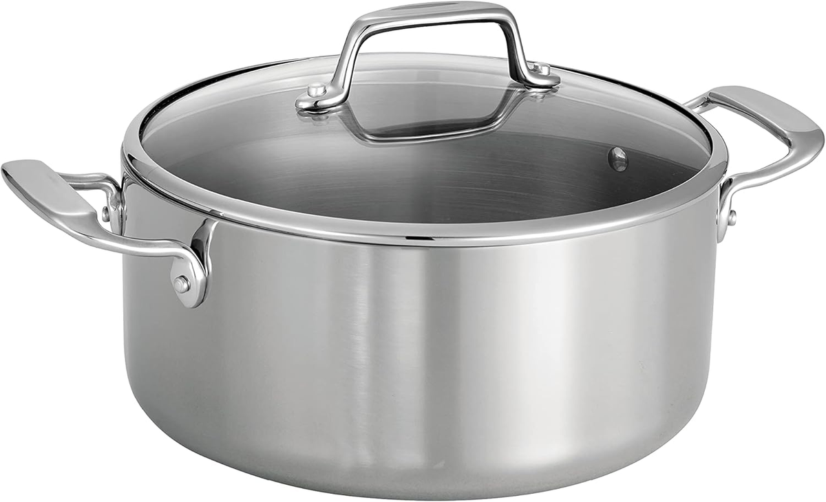 Tri-Ply Clad Stainless Steel 5-Quart Dutch Oven Pot with Glass Lid