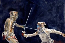 Fencing :  Sandra Watercolors™ California : ORIGINAL PAINTING