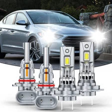 9005 H7 LED Headlight Bulbs Hi/Lo Beam Combo Kit For Hyundai Elantra 2017-2018