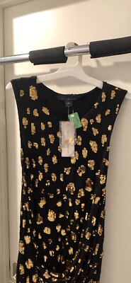 NWT FRENCH CONNECTION Black Jersey Gold Sequins Galaxy Drape Mini Dress SZ  2 XS | eBay