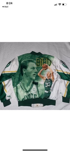 Vtg Rare NBA Boston Celtics Larry Bird Chalk Line Fanimation Jacket. Mens XLarge - Picture 10 of 12
